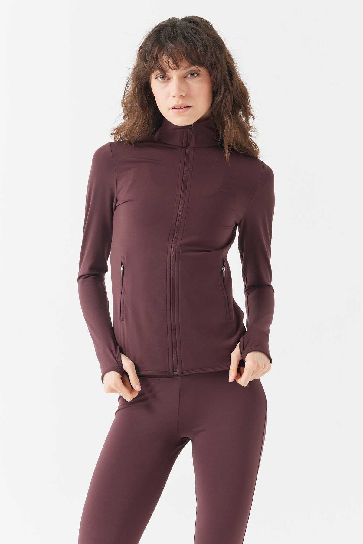 Women's Glove Detailed Zippered Thin Sweat Coat