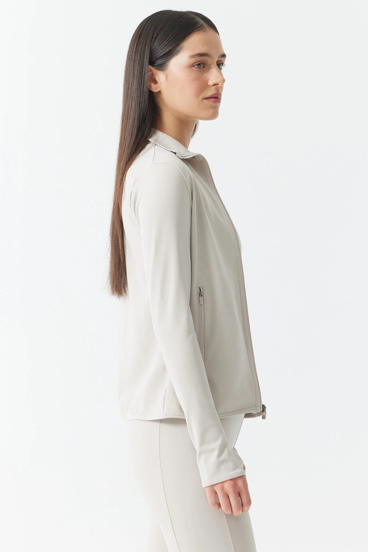 Women's Glove Detailed Zippered Thin Sweat Coat