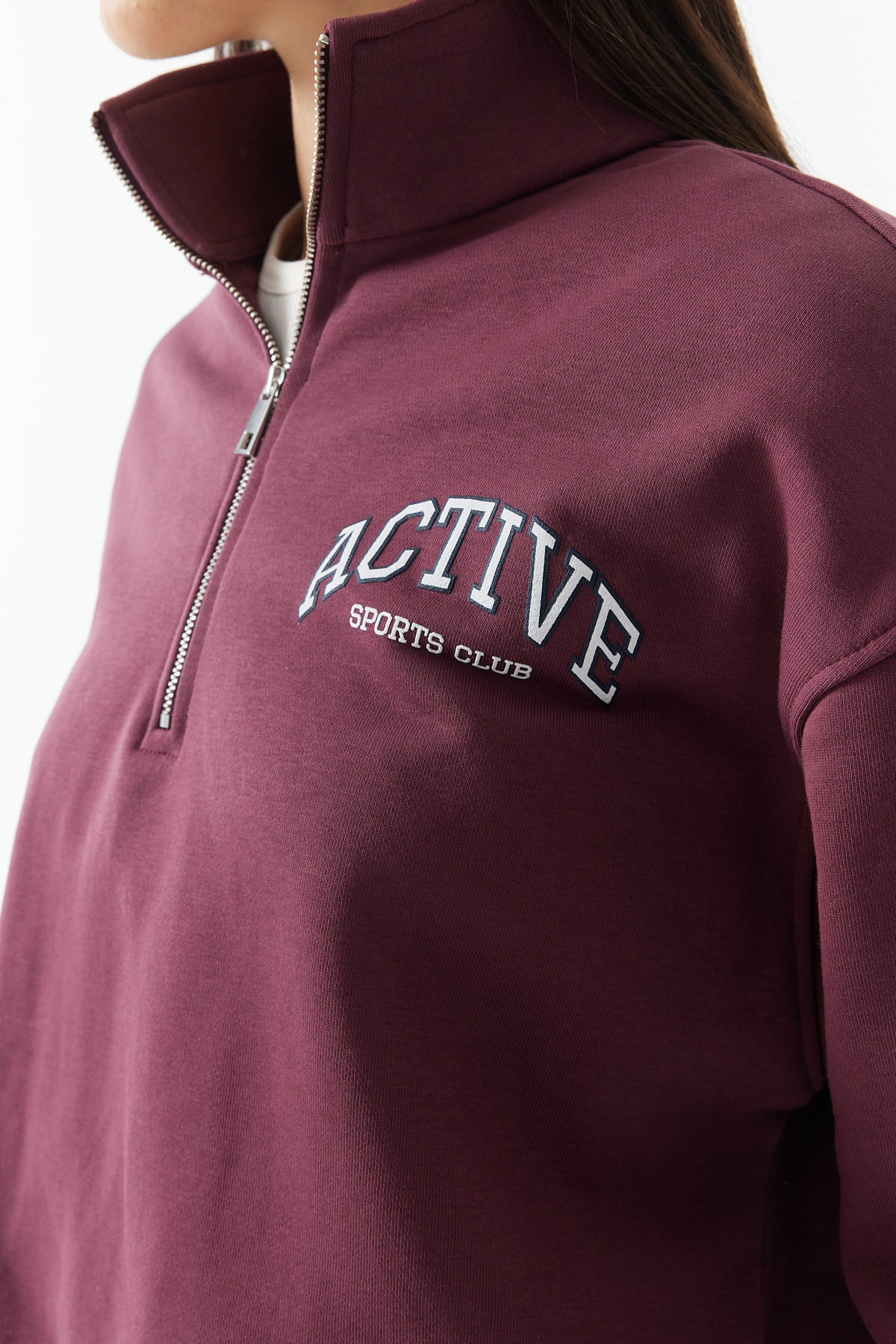 Women's Zip-Up High-Neck Sweatshirt