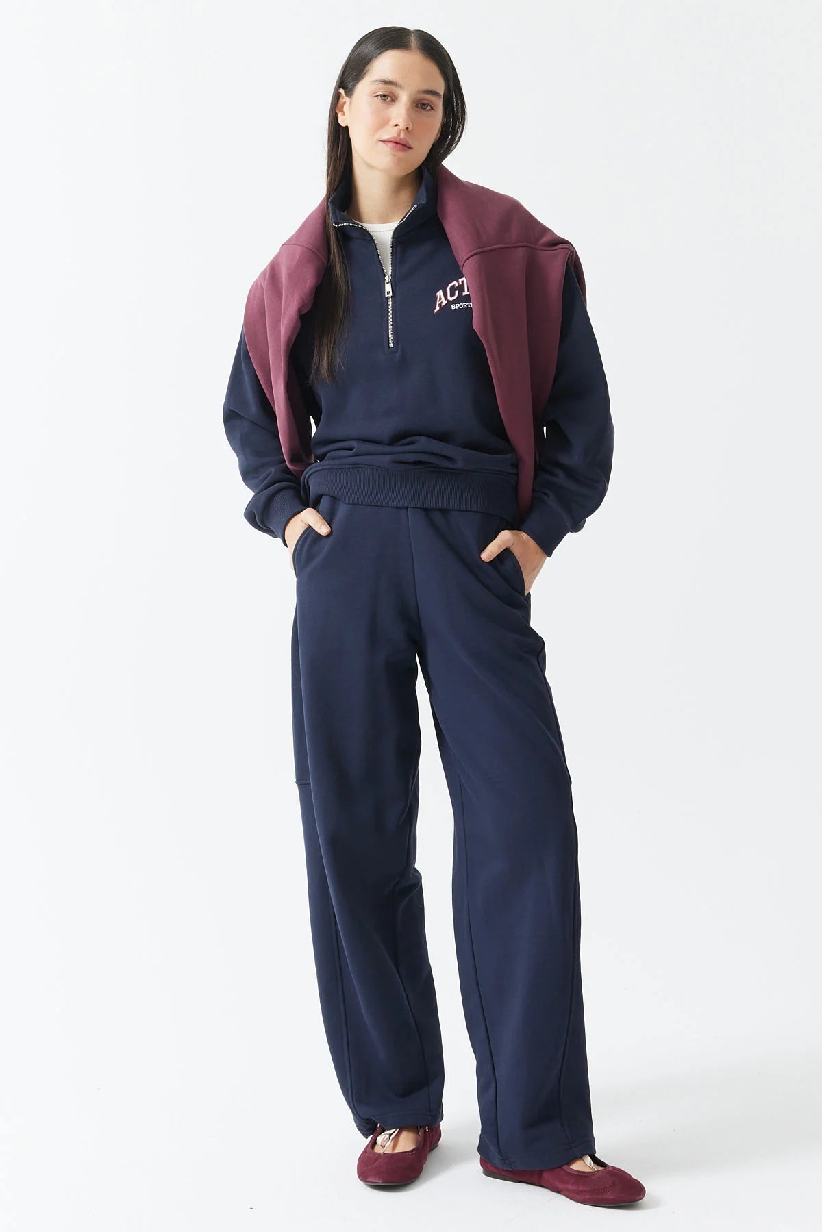 Women's Zip-Up High-Neck Sweatshirt