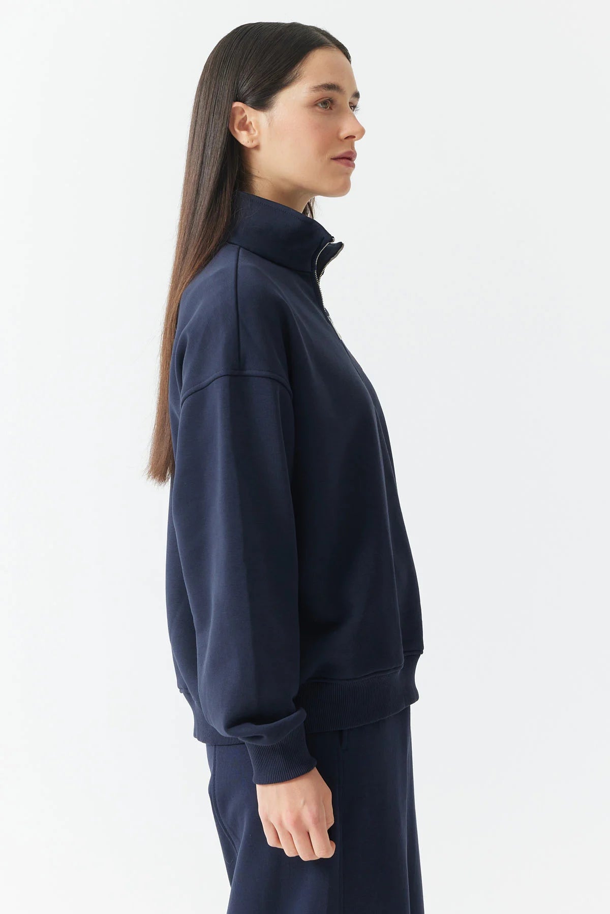 Women's Zip-Up High-Neck Sweatshirt