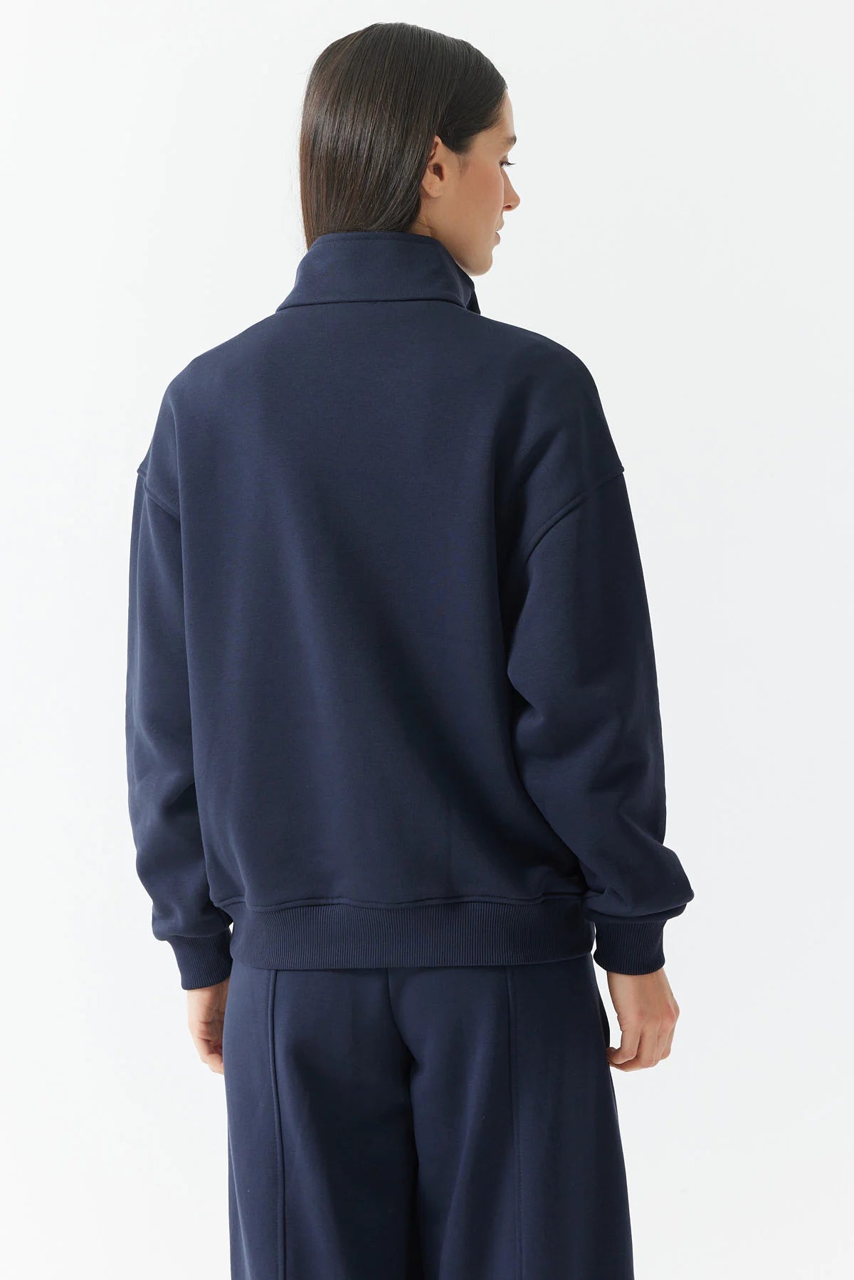 Women's Zip-Up High-Neck Sweatshirt