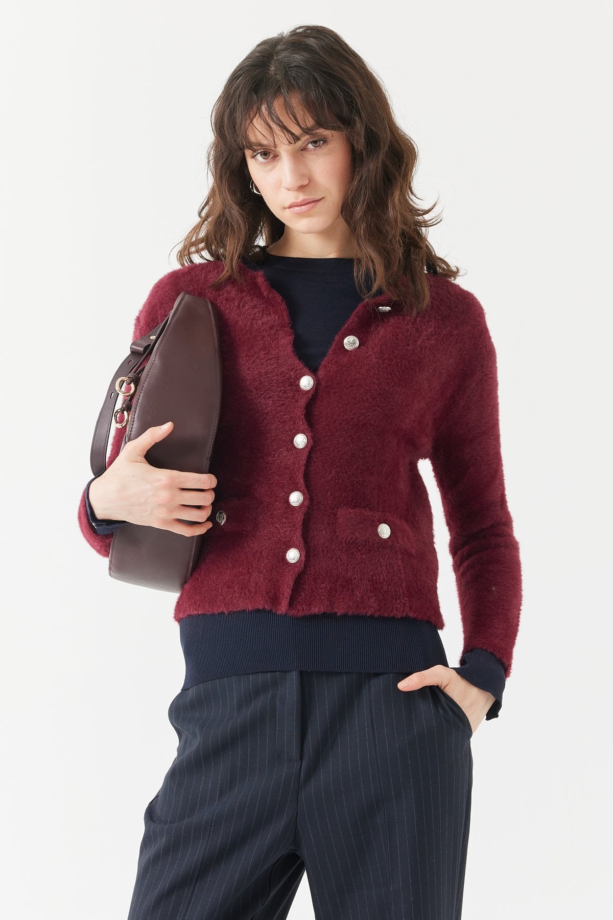 Women's Plush-Look Cardigan with Pockets