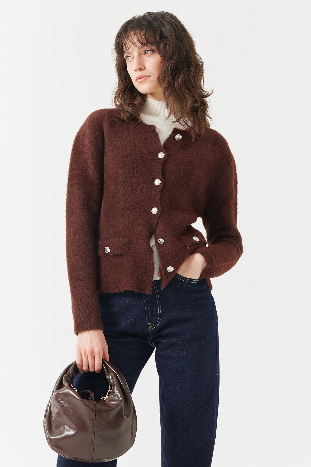Women's Plush-Look Cardigan with Pockets
