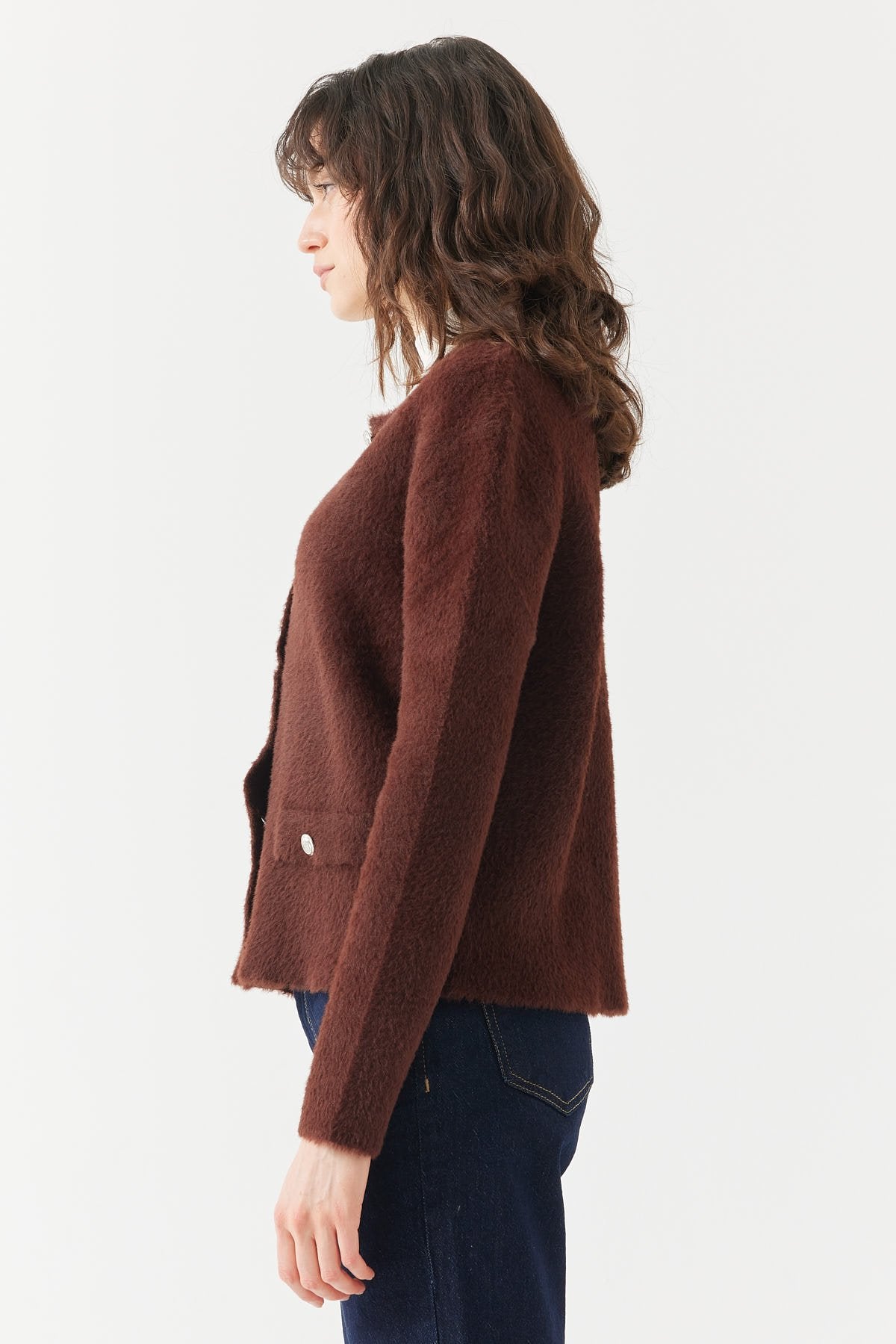 Women's Plush-Look Cardigan with Pockets