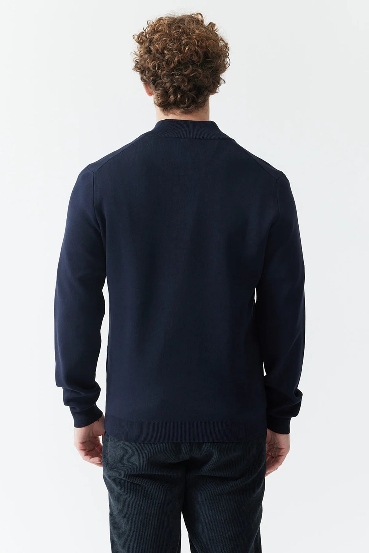 Men's Zip-Up Stand-Up Collar Knit Sweater