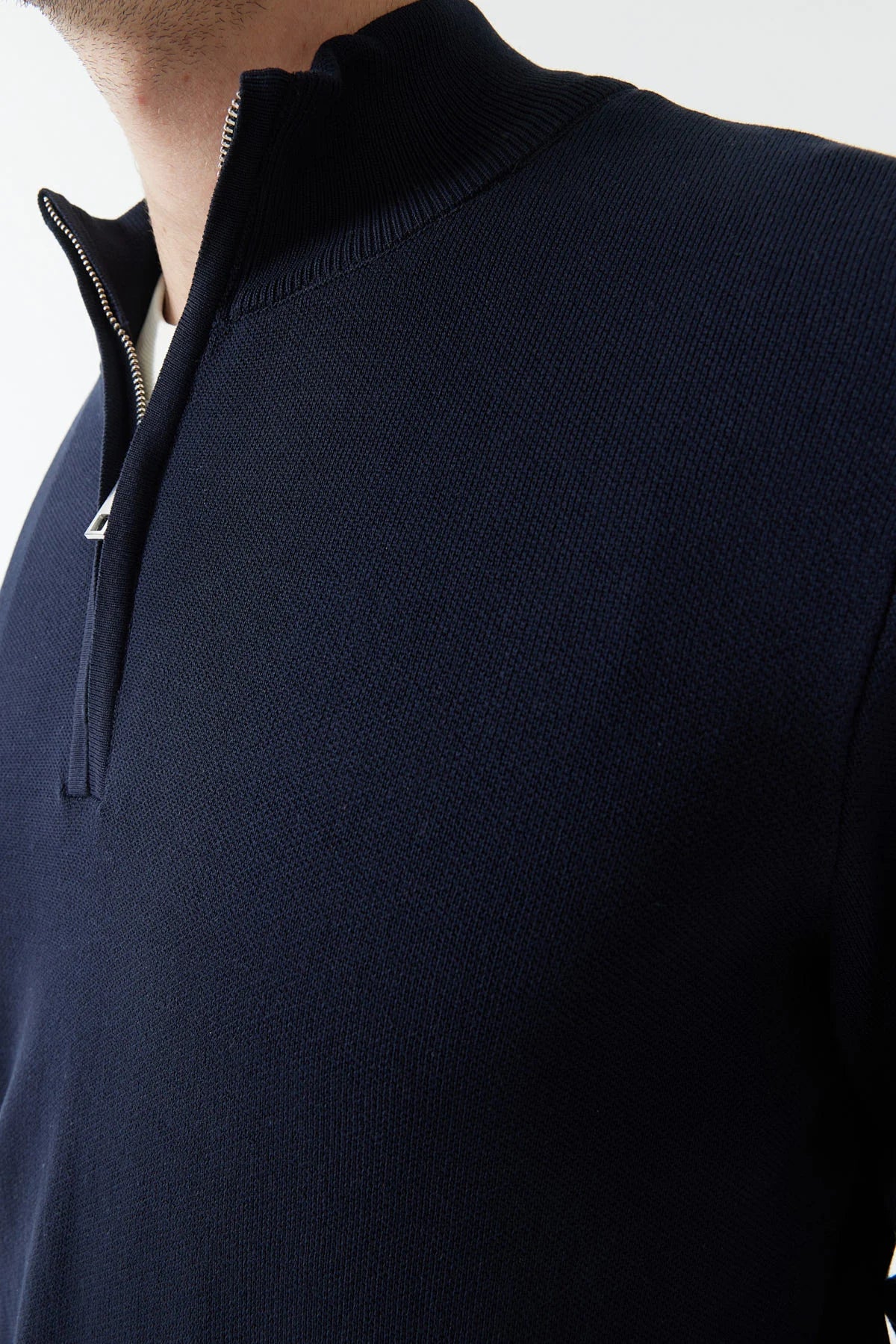 Men's Zip-Up Stand-Up Collar Knit Sweater