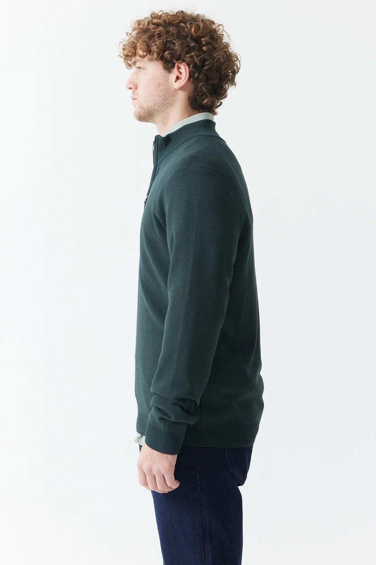 Men's Zip-Up Stand-Up Collar Knit Sweater