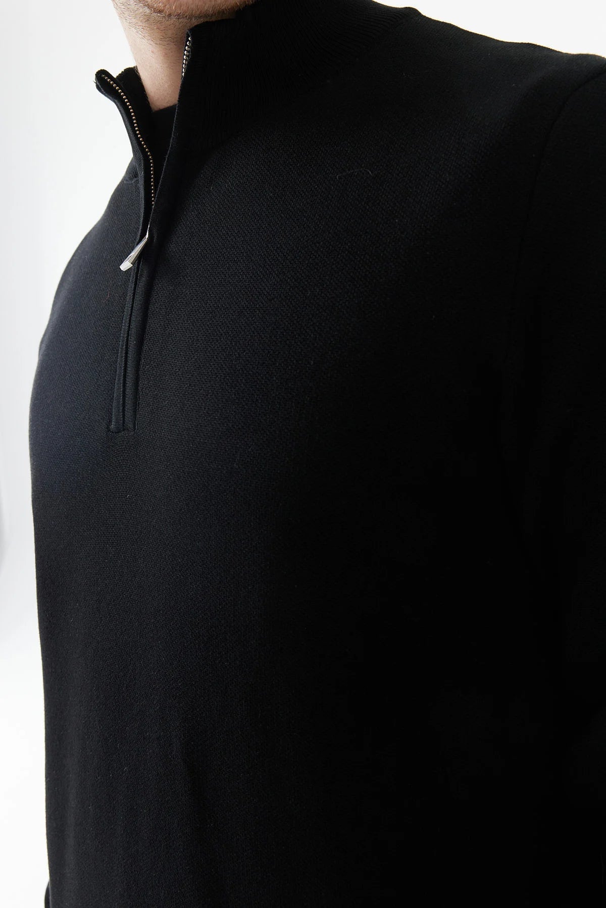 Men's Zip-Up Stand-Up Collar Knit Sweater