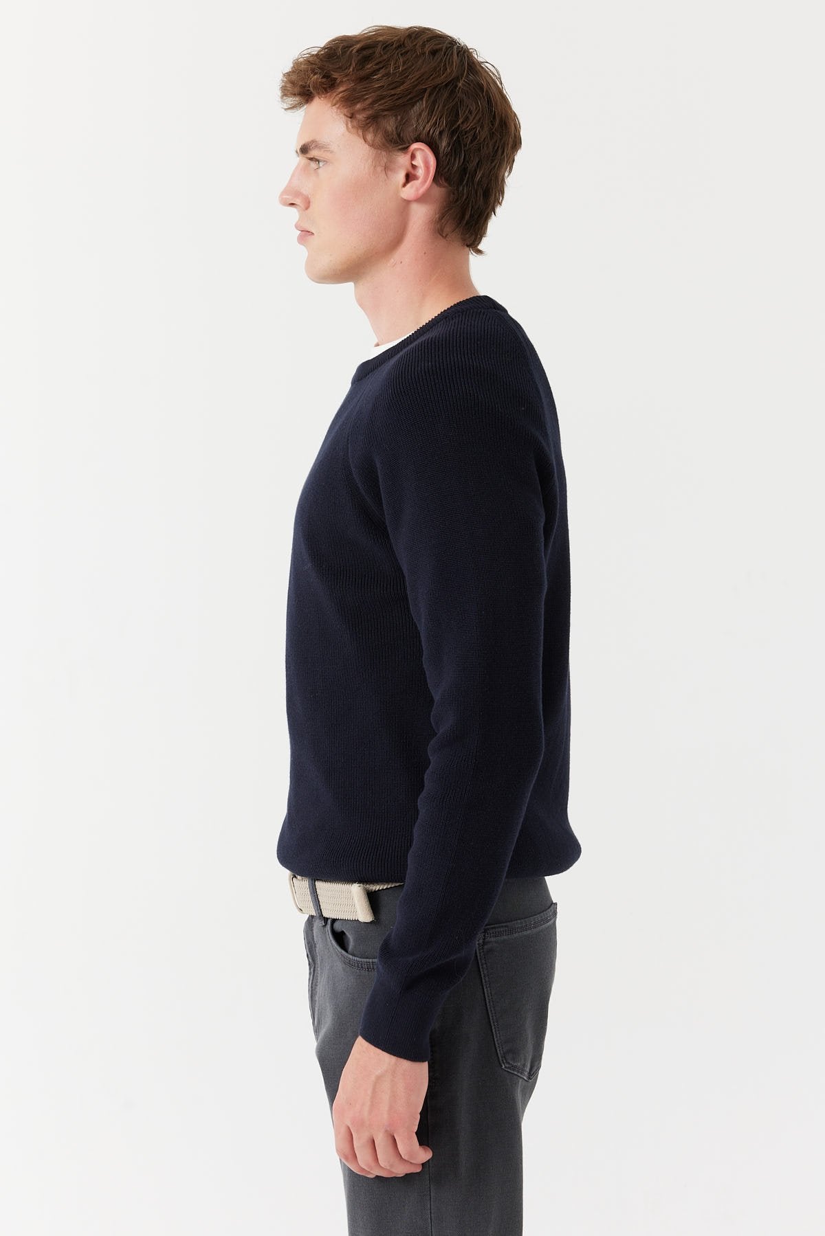Men's Crew Neck Ribbed Knit Sweater