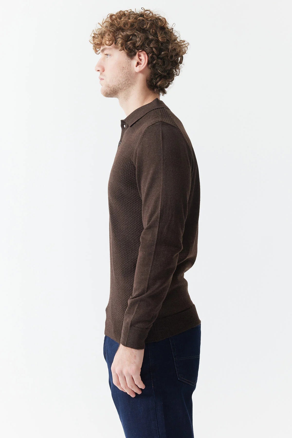 Men's Polo Neck Patterned Knitwear Sweater