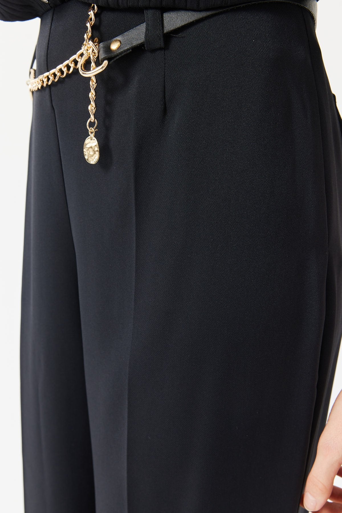Women's Belted Fabric Trousers