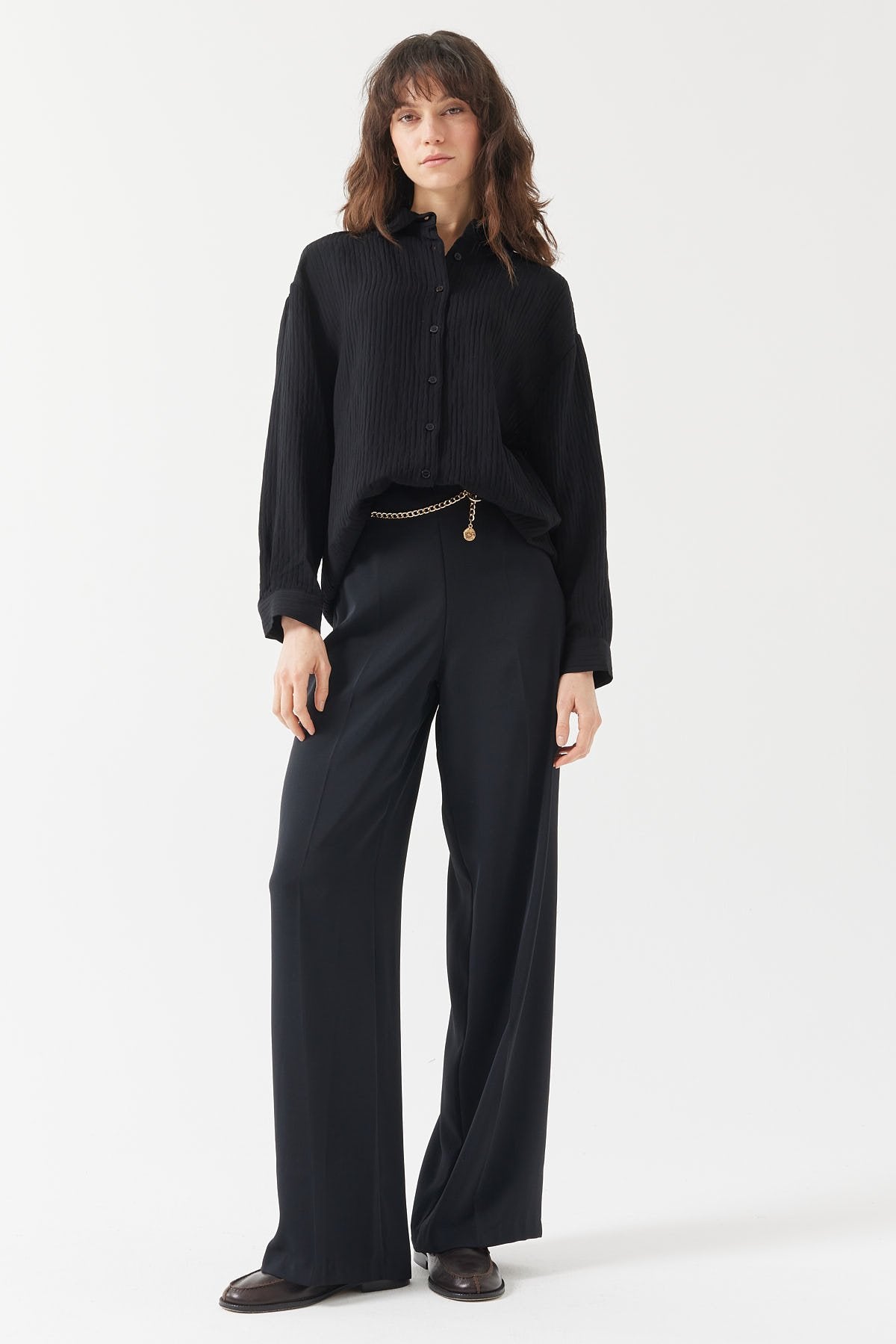 Women's Belted Fabric Trousers