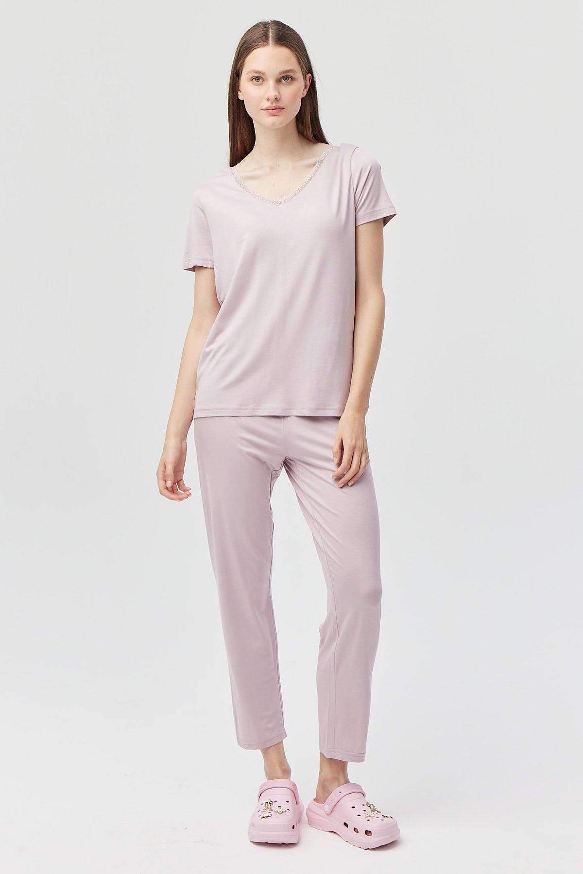 Women's V-Neck Short Sleeve Pajama Set
