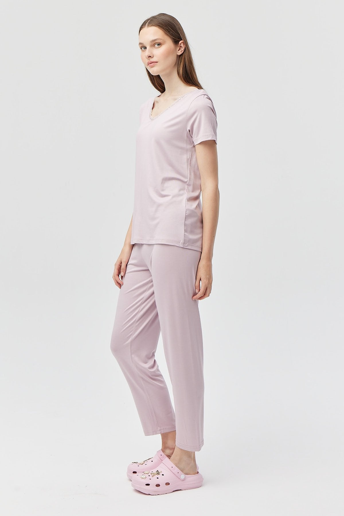 Women's V-Neck Short Sleeve Pajama Set
