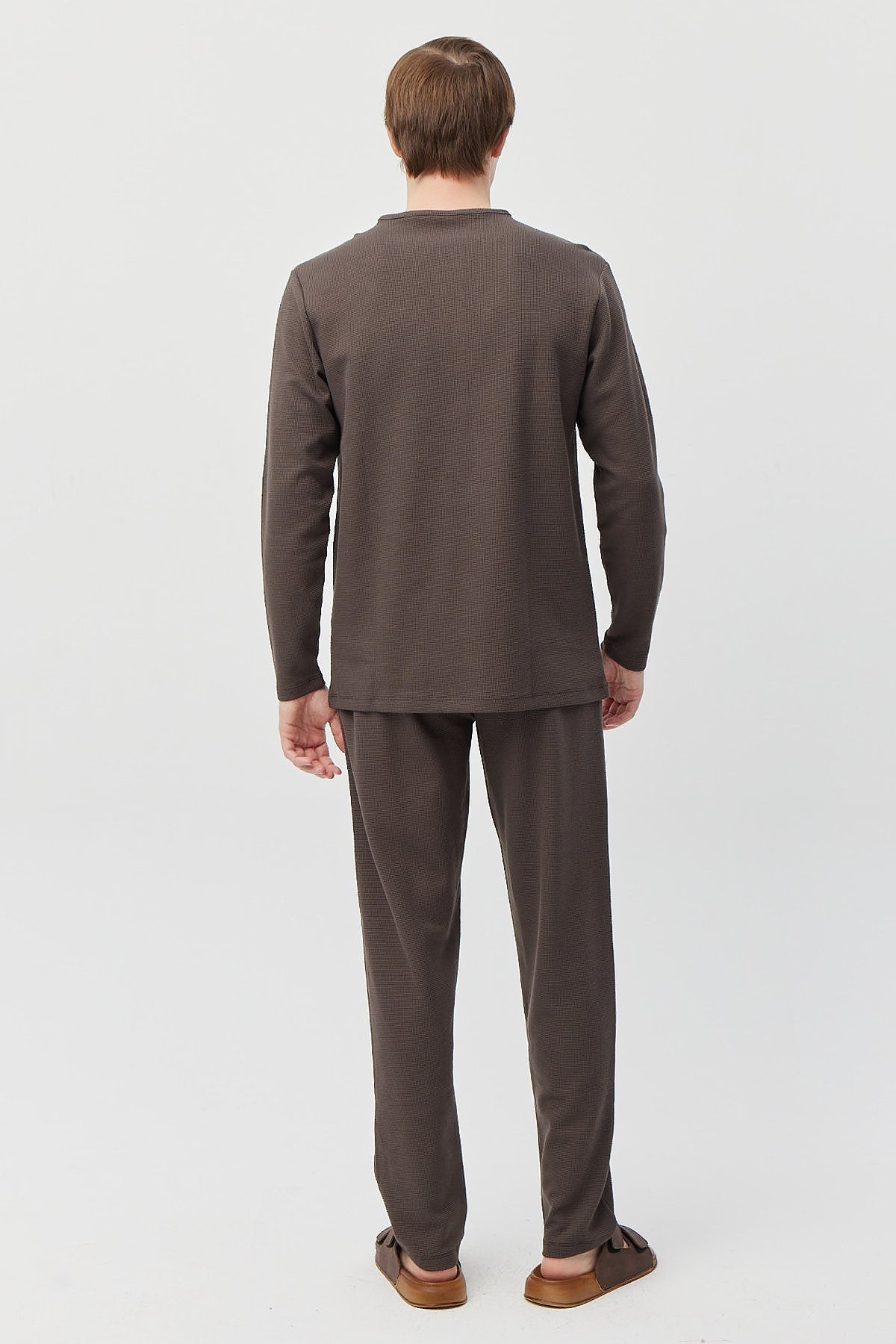 Men's Long Sleeve Textured Pajama Set