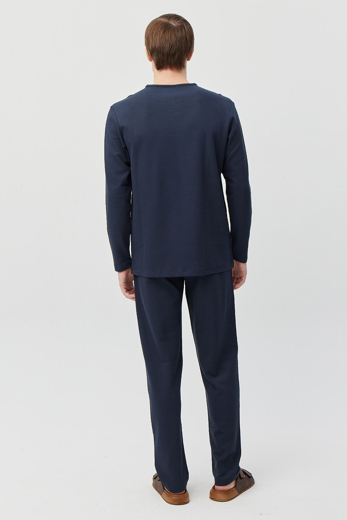 Men's Long Sleeve Textured Pajama Set