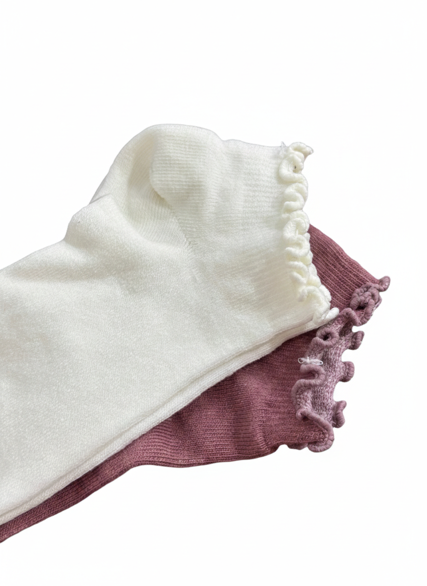 Girl's Overlock Bootie Two-Pack Socks