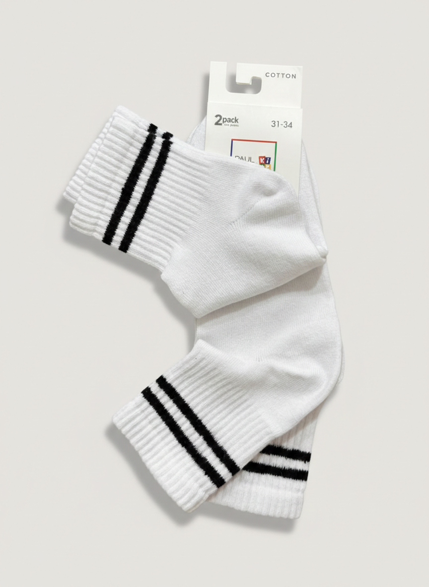 Unisex Kids Two-Line Tennis Two-Pack Socks