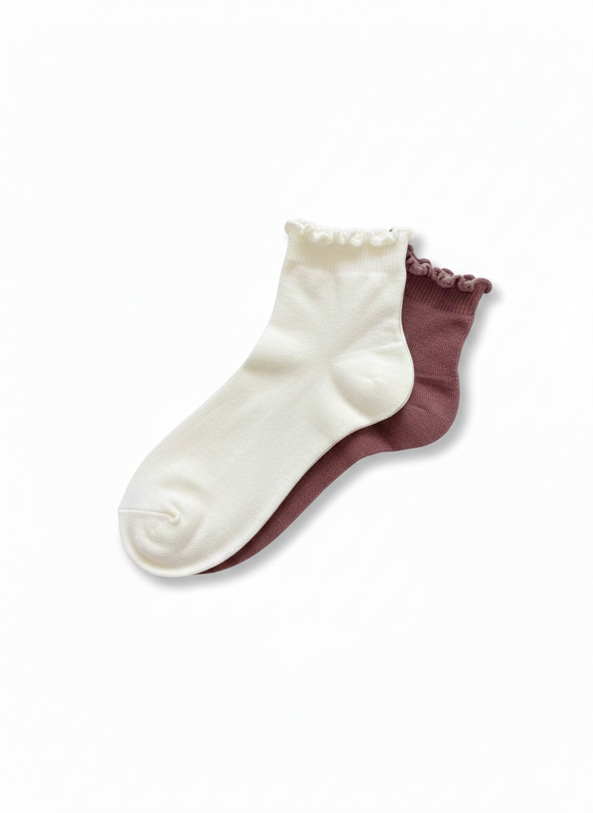 Girl's Overlock Bootie Two-Pack Socks